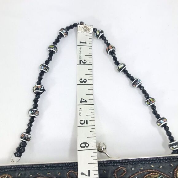 Apt. 9 Black Satin Beaded Floral Sparkle Bead Handle Mini Evening Bag - Picture 14 of 16